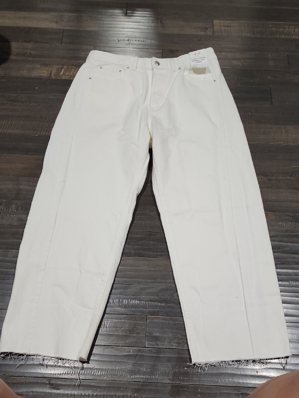 Madewell White Barrel-Leg Jeans